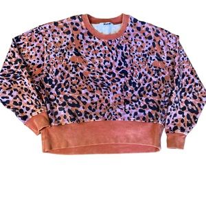 JoyLab French Terry Orange & Purple Acid Wash Crewneck Pullover Sweatshirt Sz M